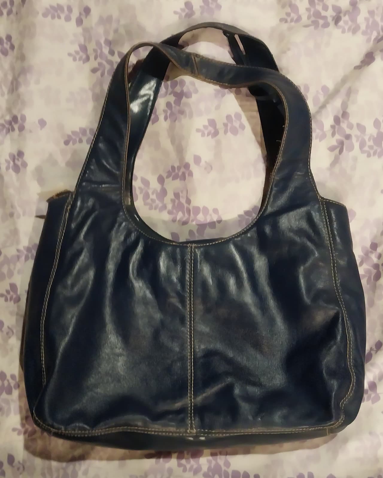 Vintage Bandolino Navy Blue Purse - Thumbnail 4