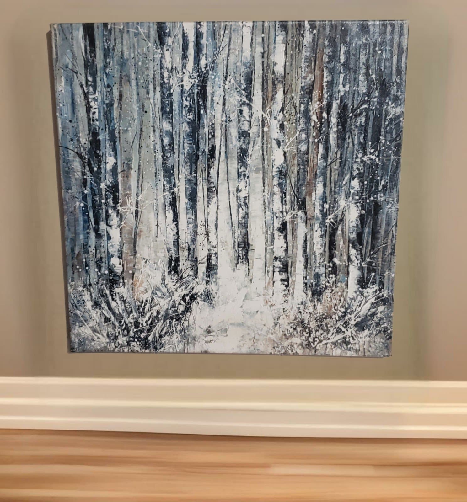 Whispers Among Birches - painting on canvas. 16"Lx16"Wx1.5"H - Image 1