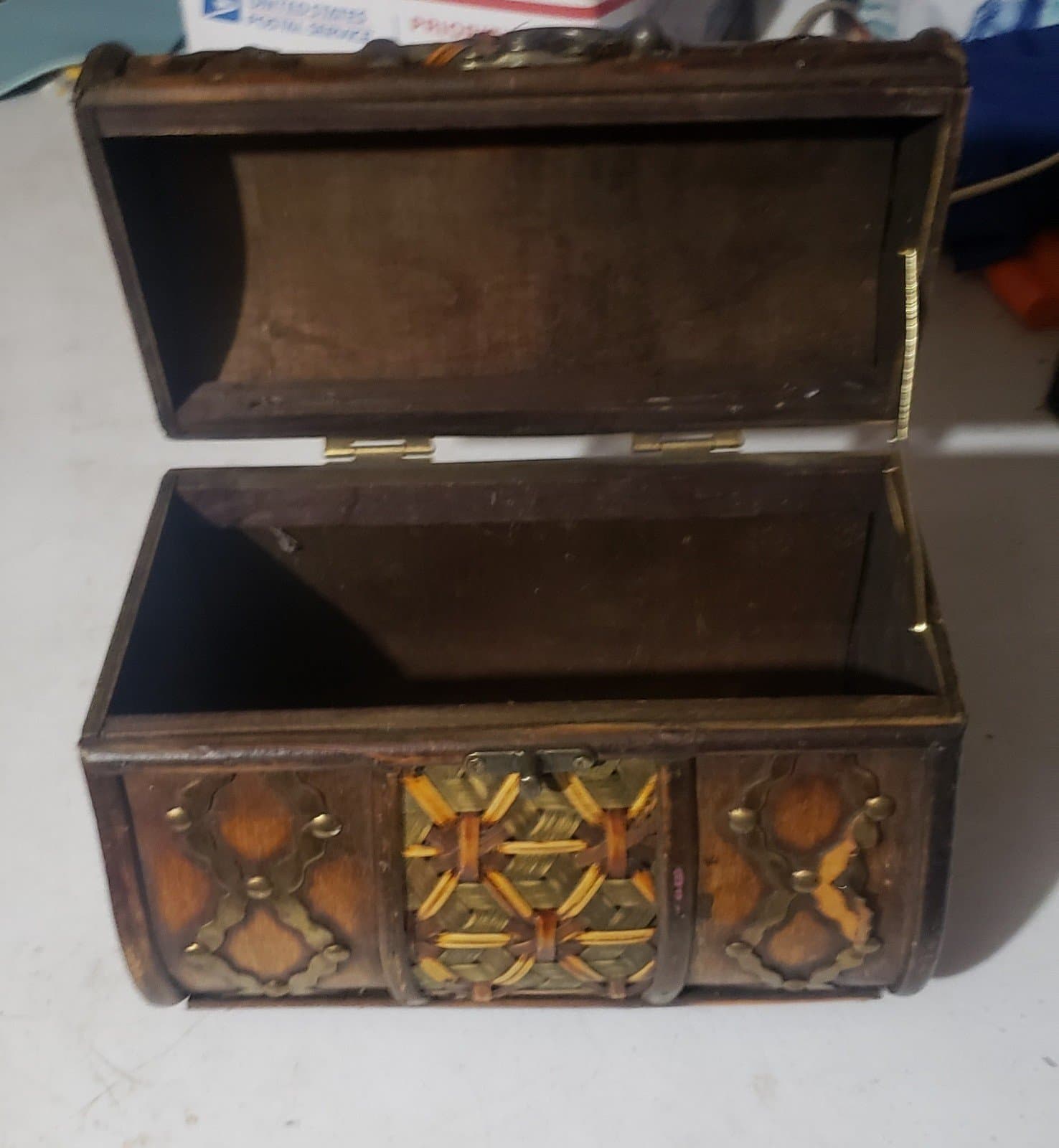 Wooden Copper Colored Tote Box with Latch - Thumbnail 2