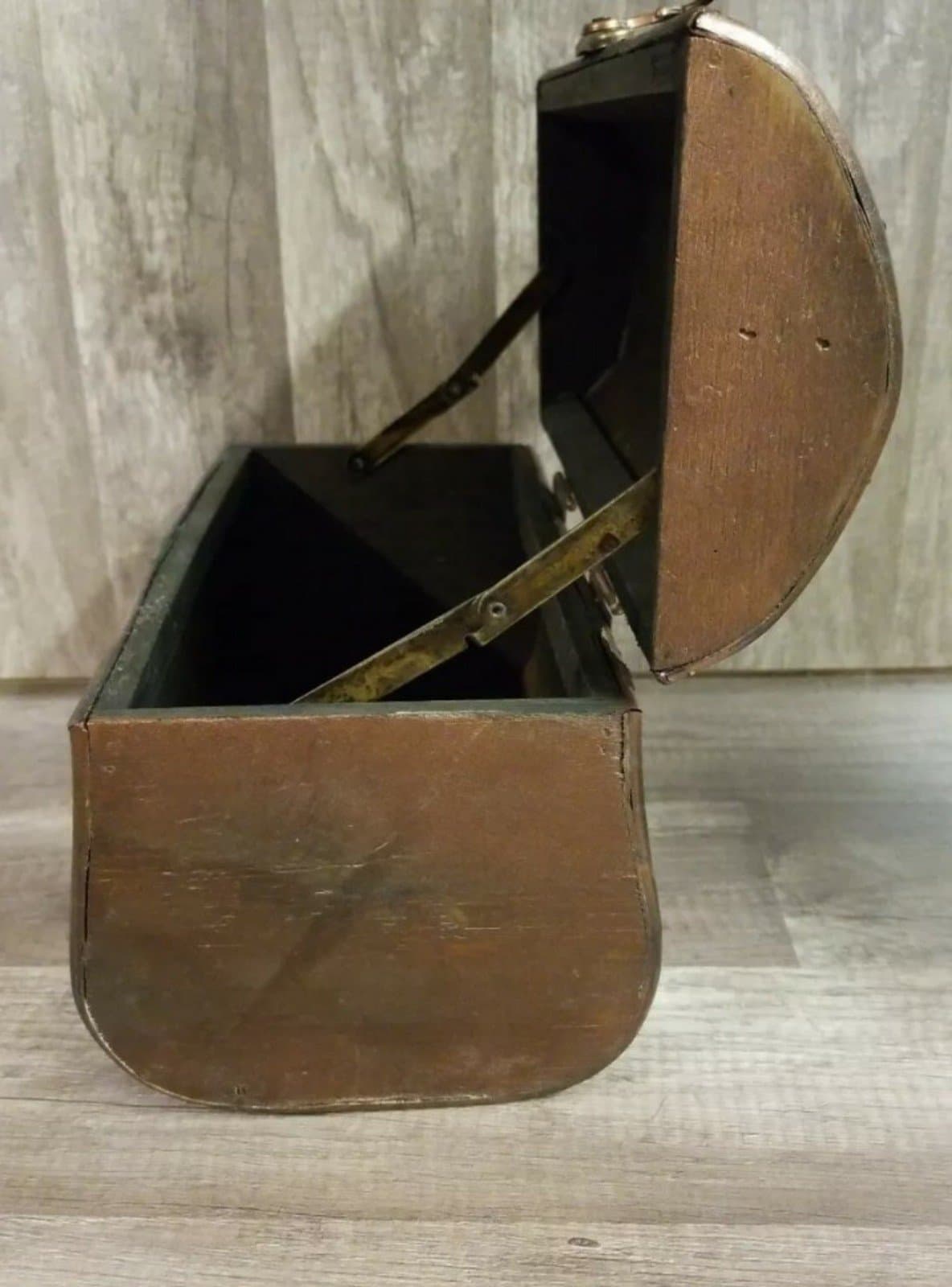 Wooden Copper Colored Tote Box with Latch - Thumbnail 5