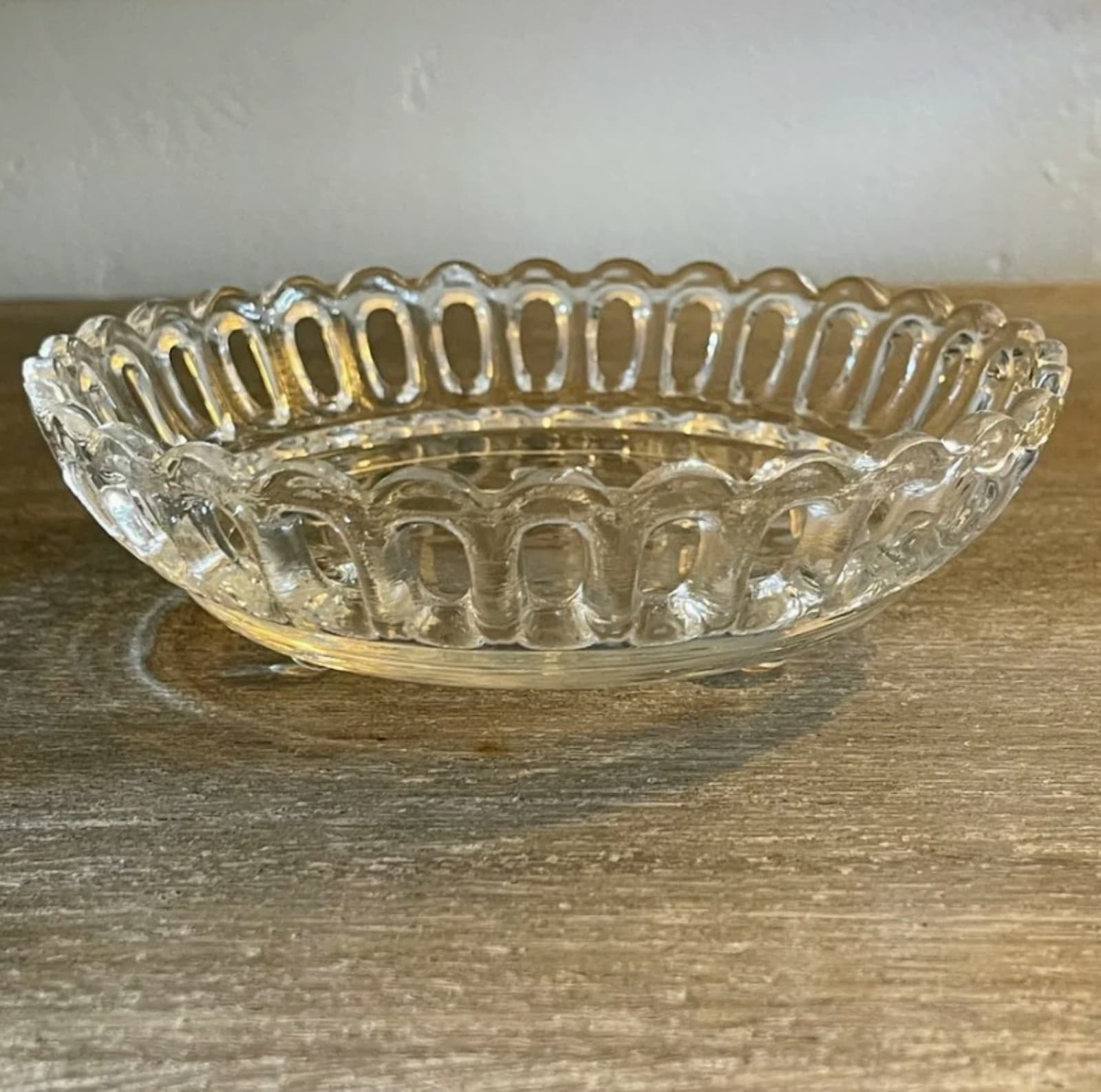 Looped Rimmed Christal Crystal Glass Dish - Thumbnail 2