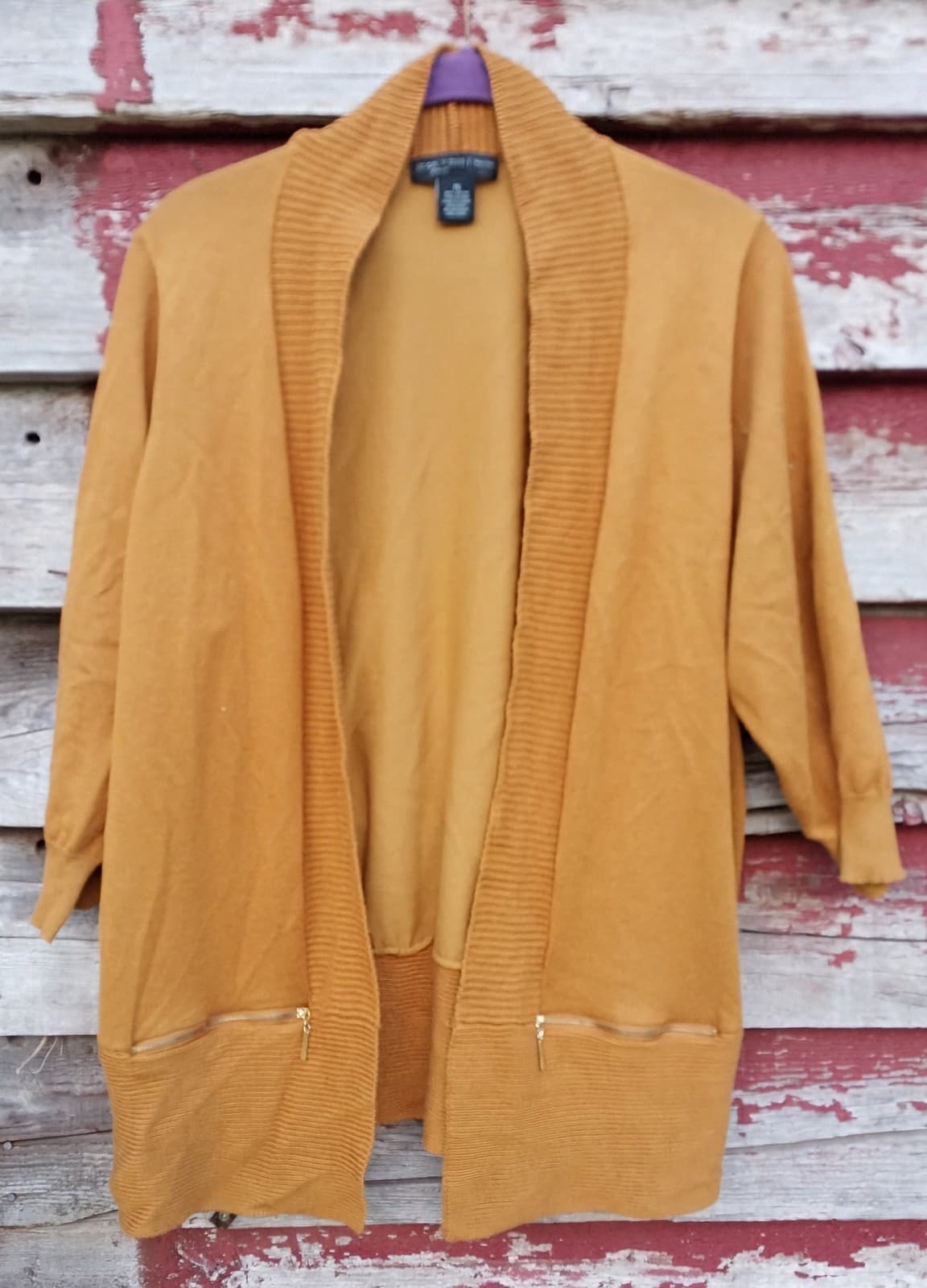 Joan Vasd Mustard Colored Cardigan. Size 1X - Thumbnail 2
