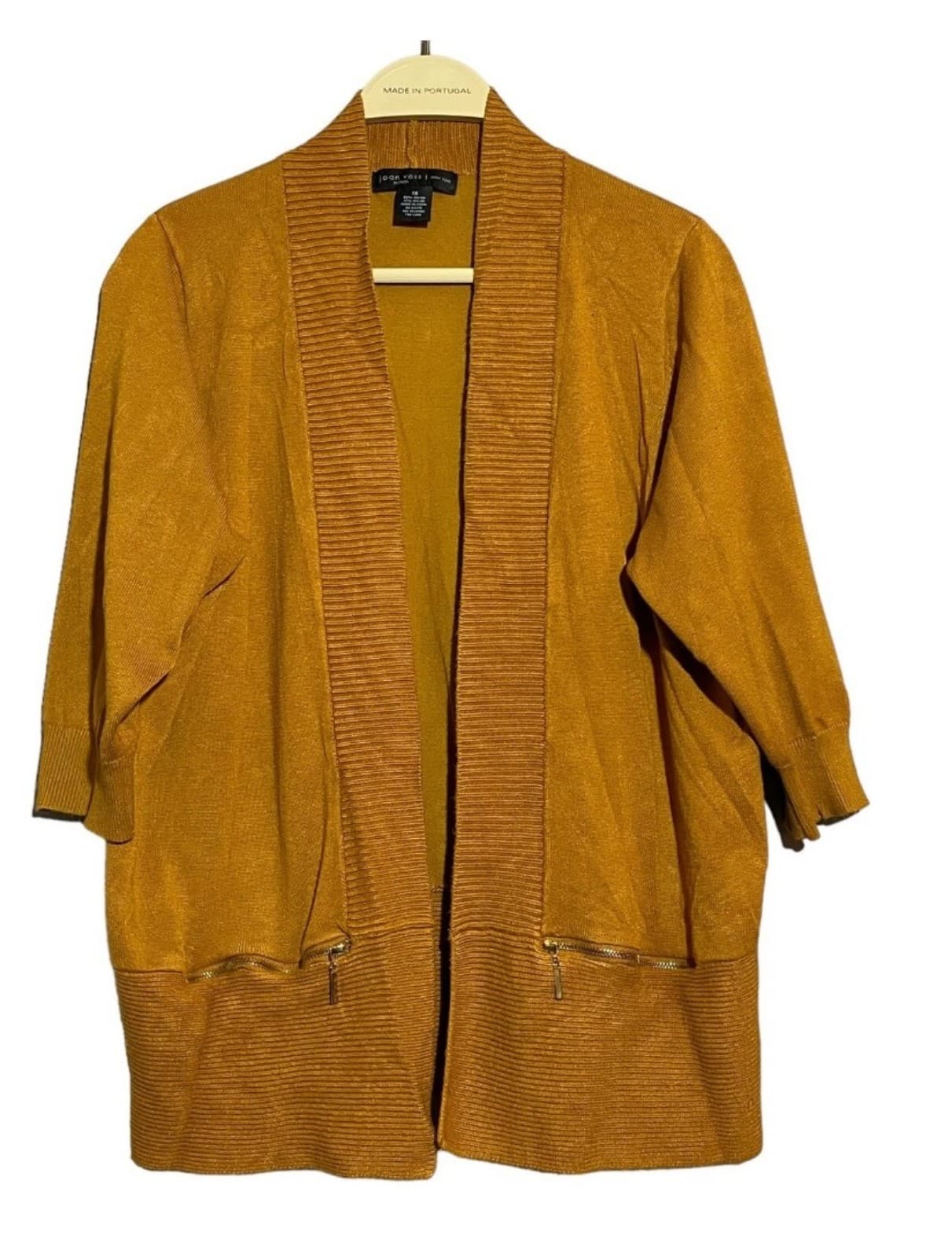 Joan Vasd Mustard Colored Cardigan. Size 1X - Image 1