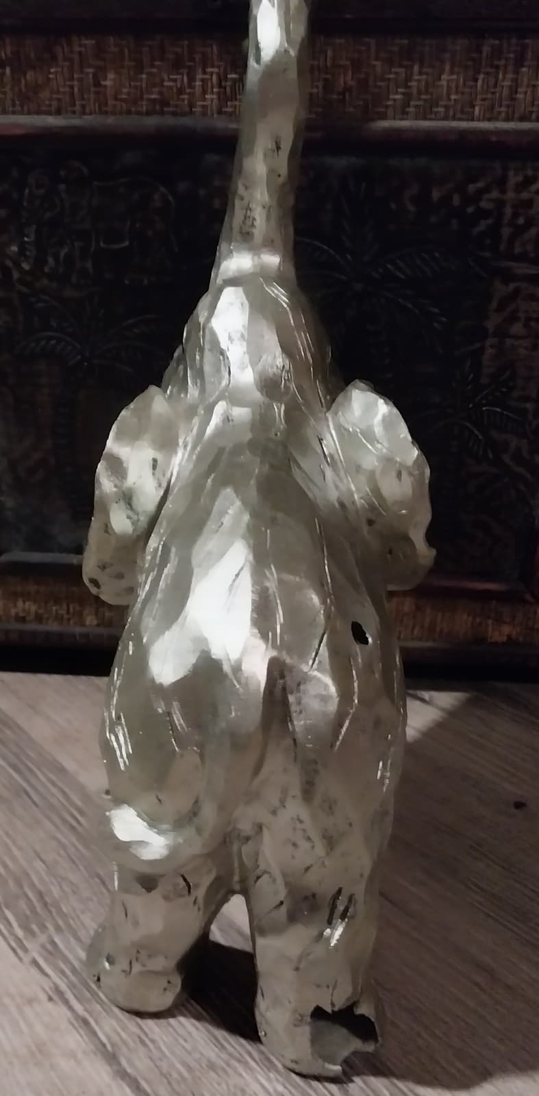 2 Decorative Silver Elephant Figurines. Metallic Elephants Statue - Thumbnail 9