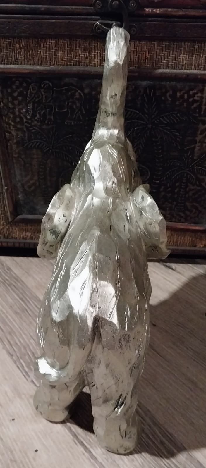 2 Decorative Silver Elephant Figurines. Metallic Elephants Statue - Thumbnail 4