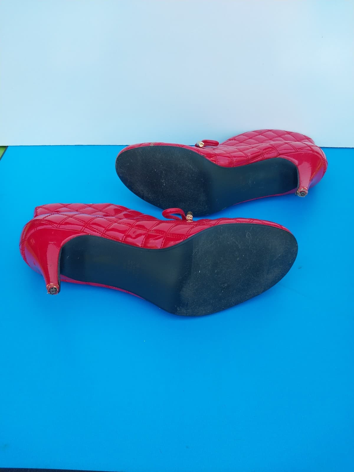 Bijou Red Embroidered Patent Leather Lace Low Booties Size 10W - Thumbnail 5