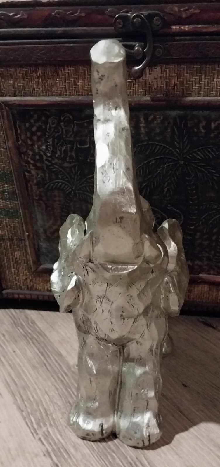 2 Decorative Silver Elephant Figurines. Metallic Elephants Statue - Thumbnail 7