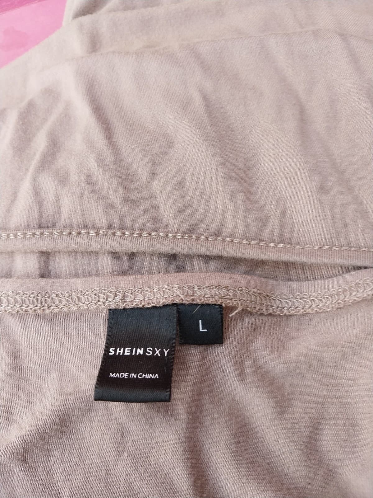 SHEIN Women's Criss Cross Backless Neutral Pink Bodycon Dress Size Large - Thumbnail 5