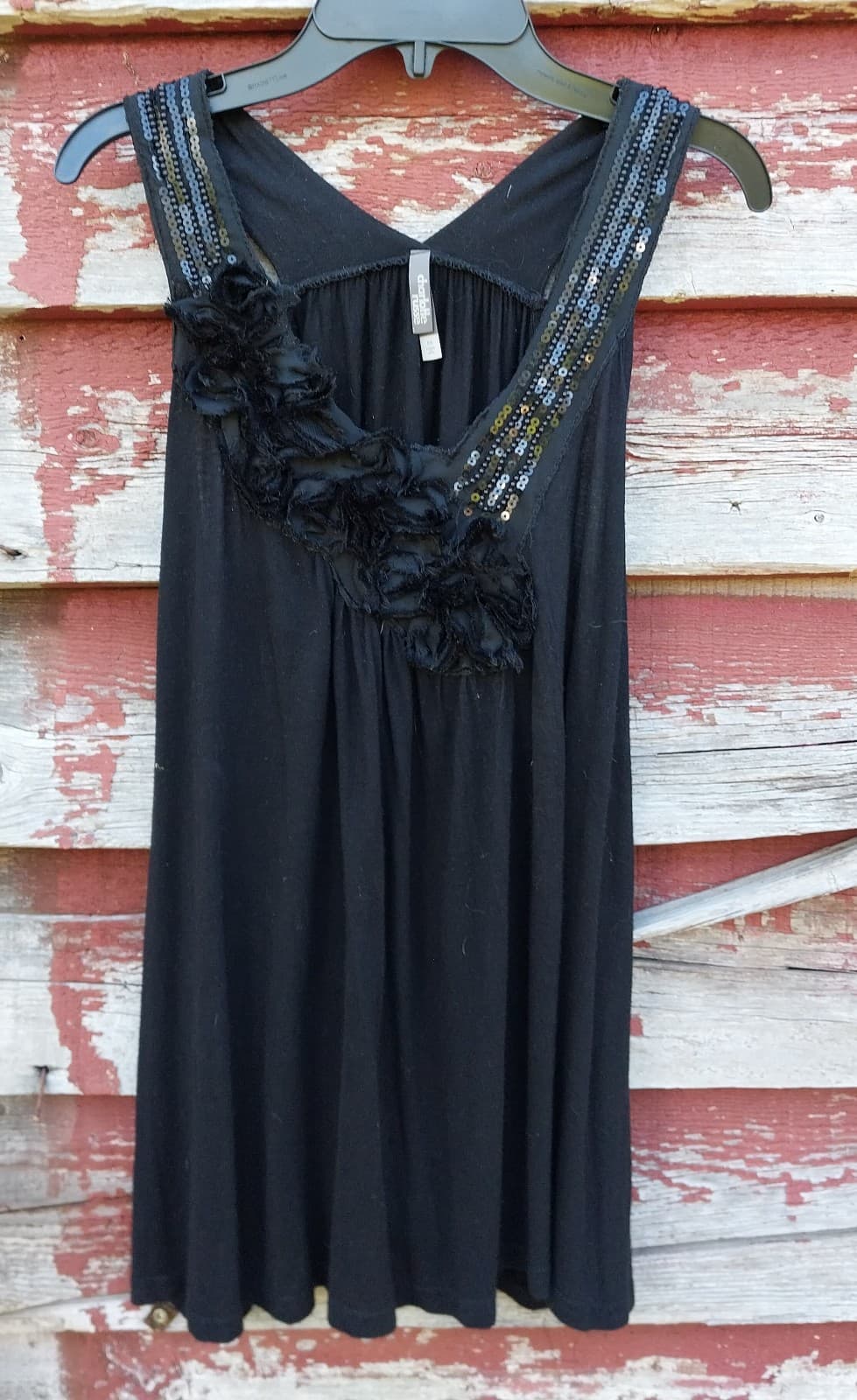 Charlotte Russe Black Tank Top With Sequins And Fringe - Image 1