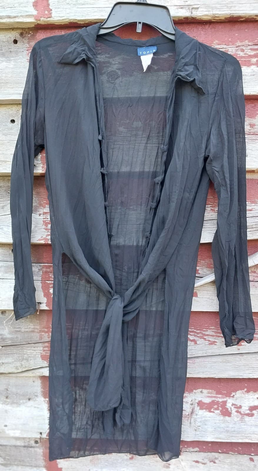 Topia Sheer Black Blouse. Size Medium - Thumbnail 2