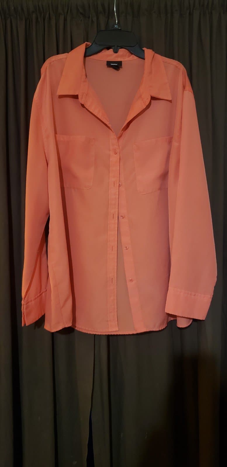 MOSSIMO Peach Long-Sleeve Button-Up Top - Image 1