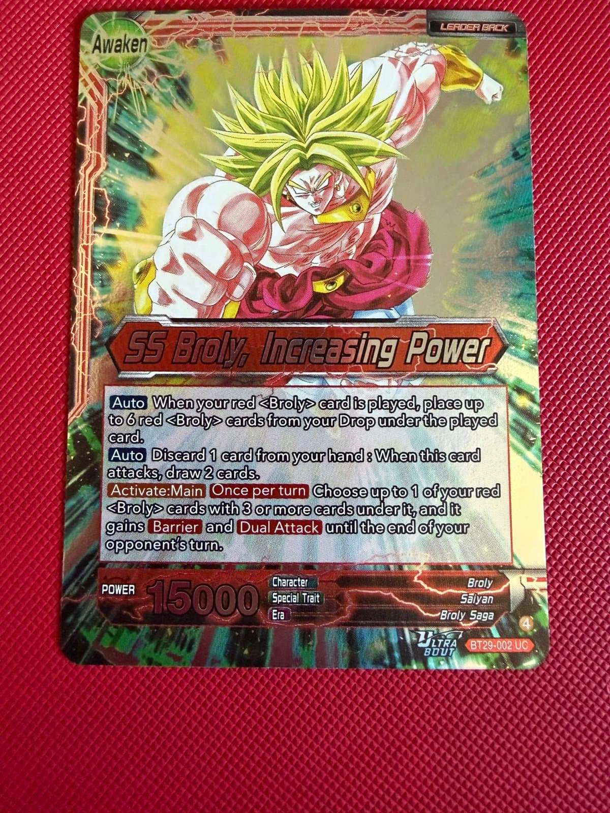 Dragon Ball Fearsome Rivals - SS Broly, Increasing Power - BT29-002 - FOIL - Image 1