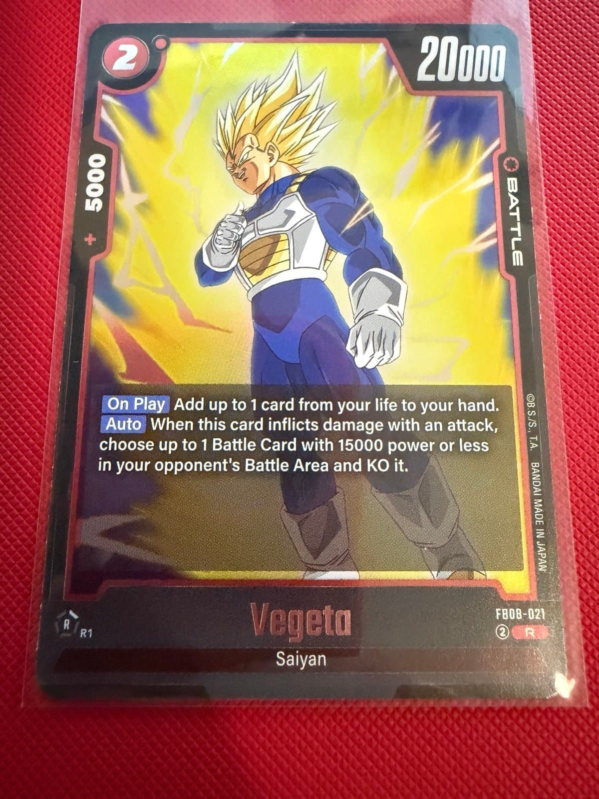 Vegeta FB08-021 Rare Foil Dragon Ball Card GameSuper Fusion World Saiyan's Pride - Image 1