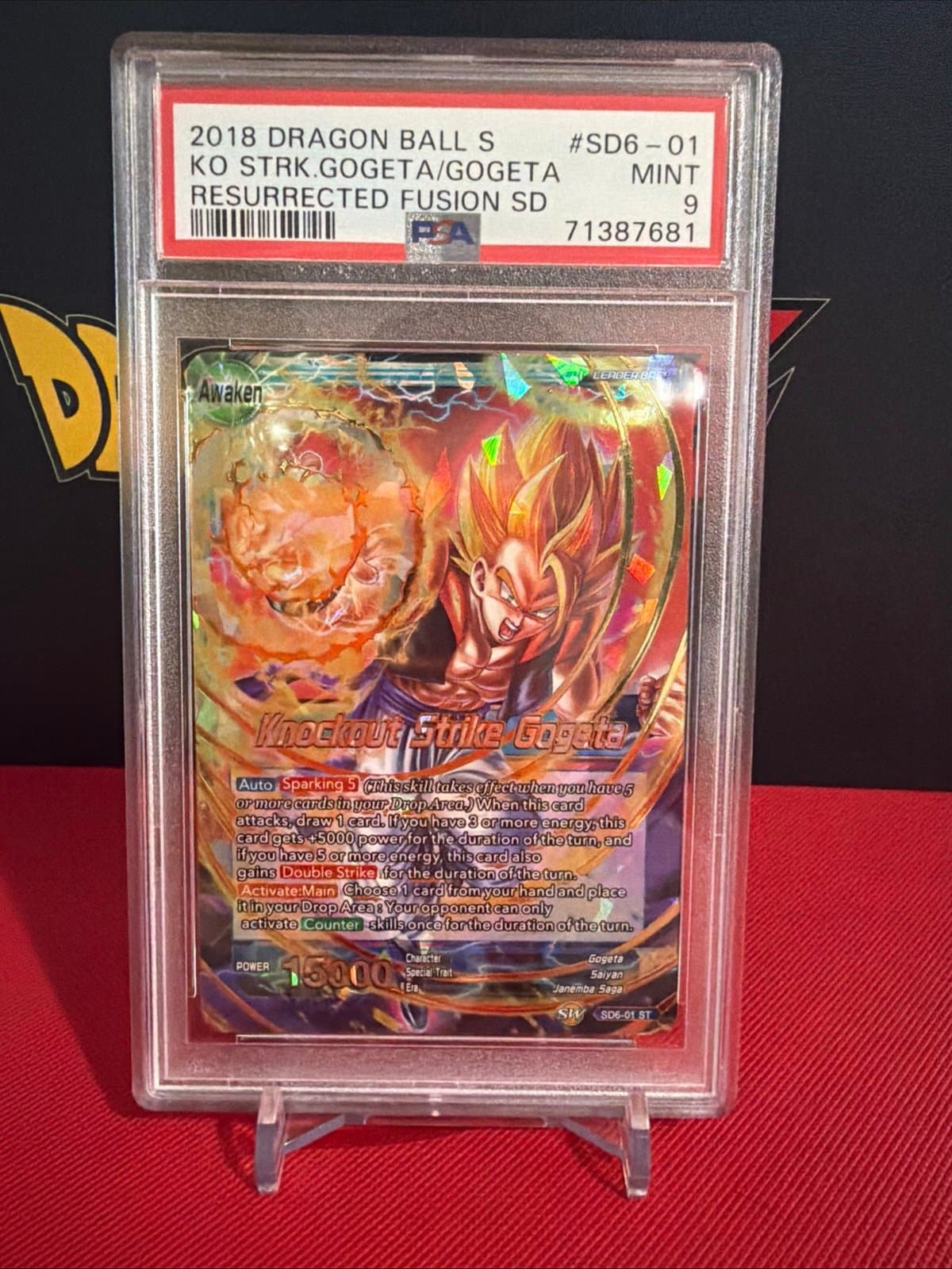 Graded 2018 Dragon Ball Super DBZ Ressurrected Fusion SD Gogeta #SD6-01 PSA 9 MT - Thumbnail 3