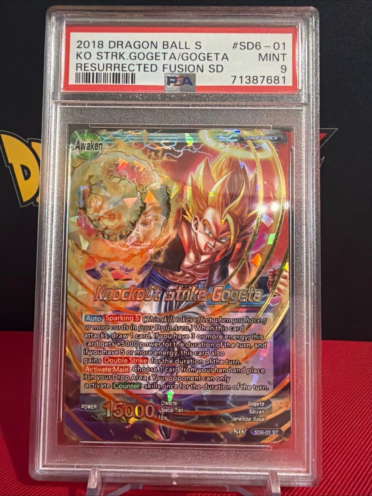 Graded 2018 Dragon Ball Super DBZ Ressurrected Fusion SD Gogeta #SD6-01 PSA 9 MT - Thumbnail 5