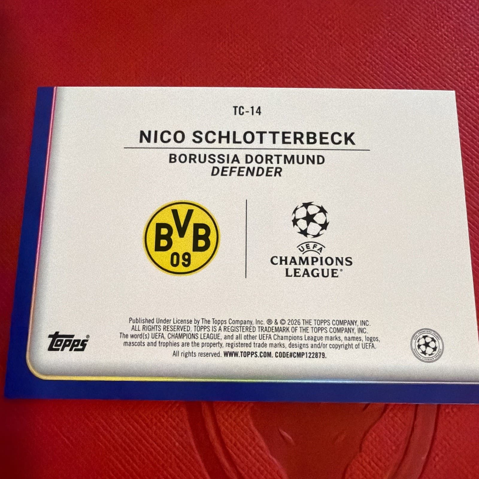 Topps 2026 Trophy Chasers Insert TC-14 Nico Schlotterbeck Borussia Dortmund - Thumbnail 4