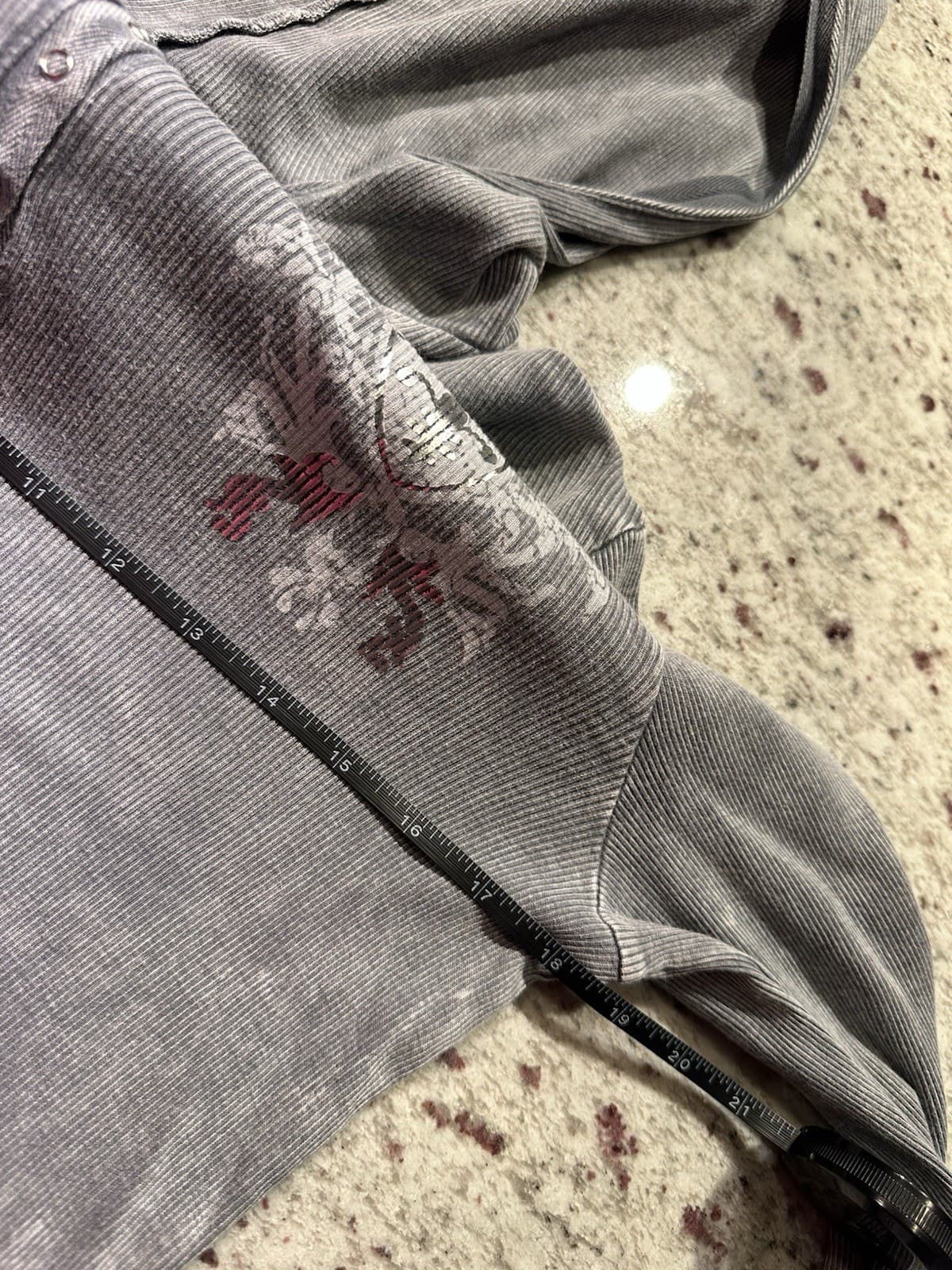 Apt. 9 Women's L Gray Henley Hoodie Knit Long Sleeve Graphic Logo 100% Cotton - Thumbnail 6