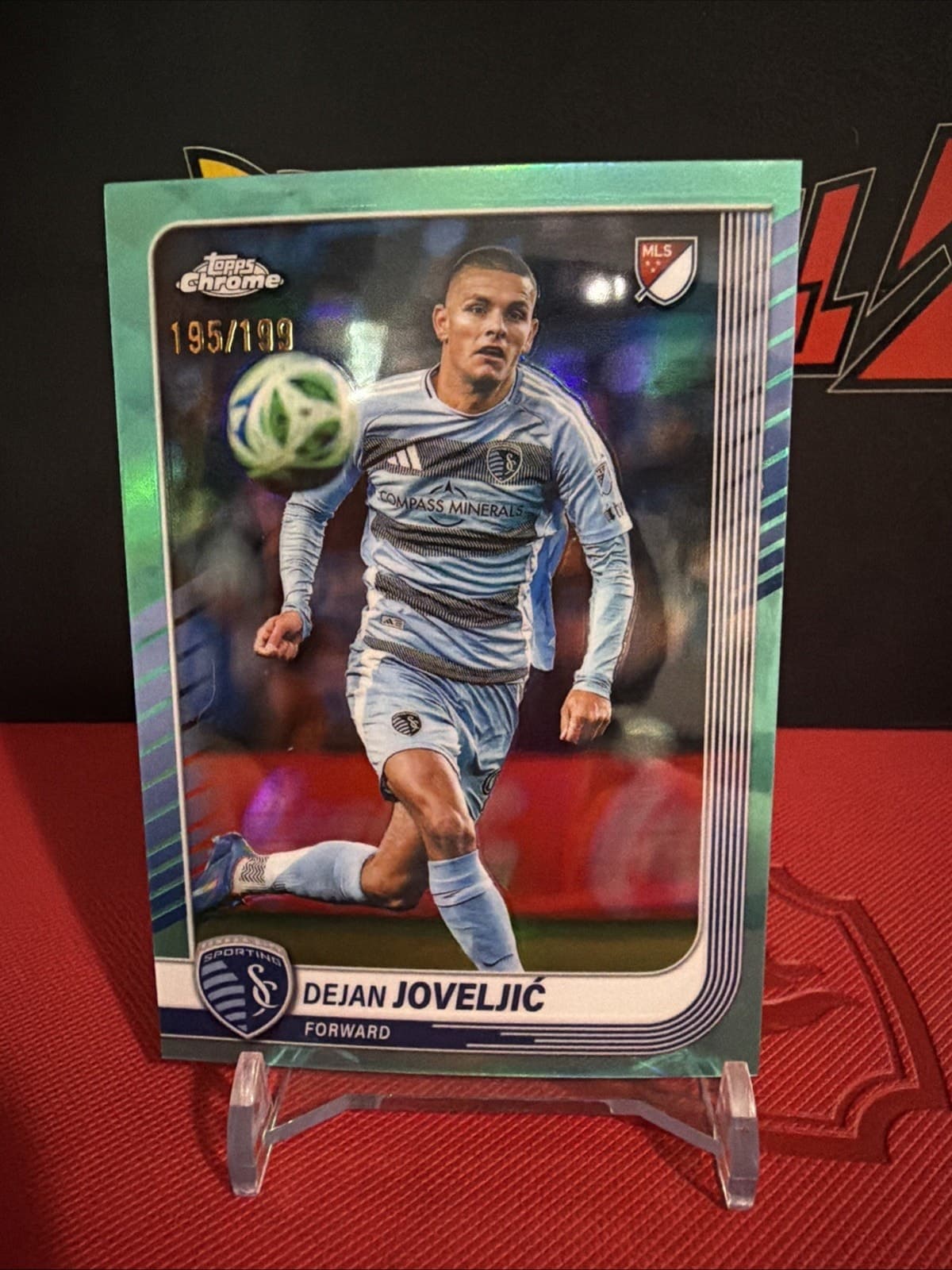 2025 Topps Chrome MLS - Dejan Jovelic #95 Aqua Refractor /199 - Kansas - Image 1