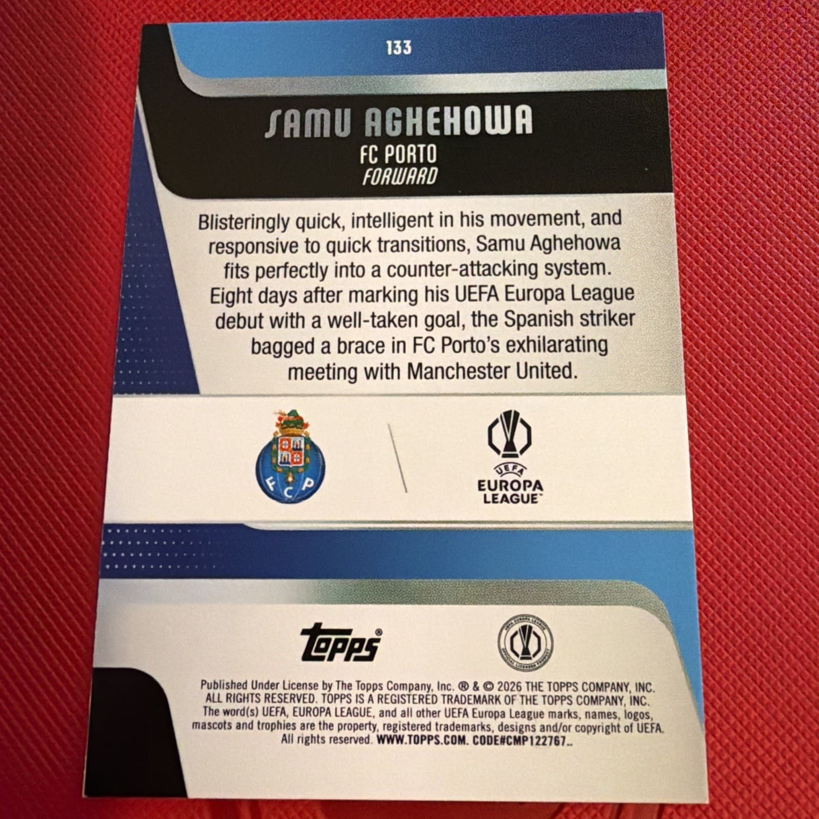 2025-26 Topps FLAGSHIP UEFA Club Competitions #133 Samu Aghehowa, FC Porto - Thumbnail 2