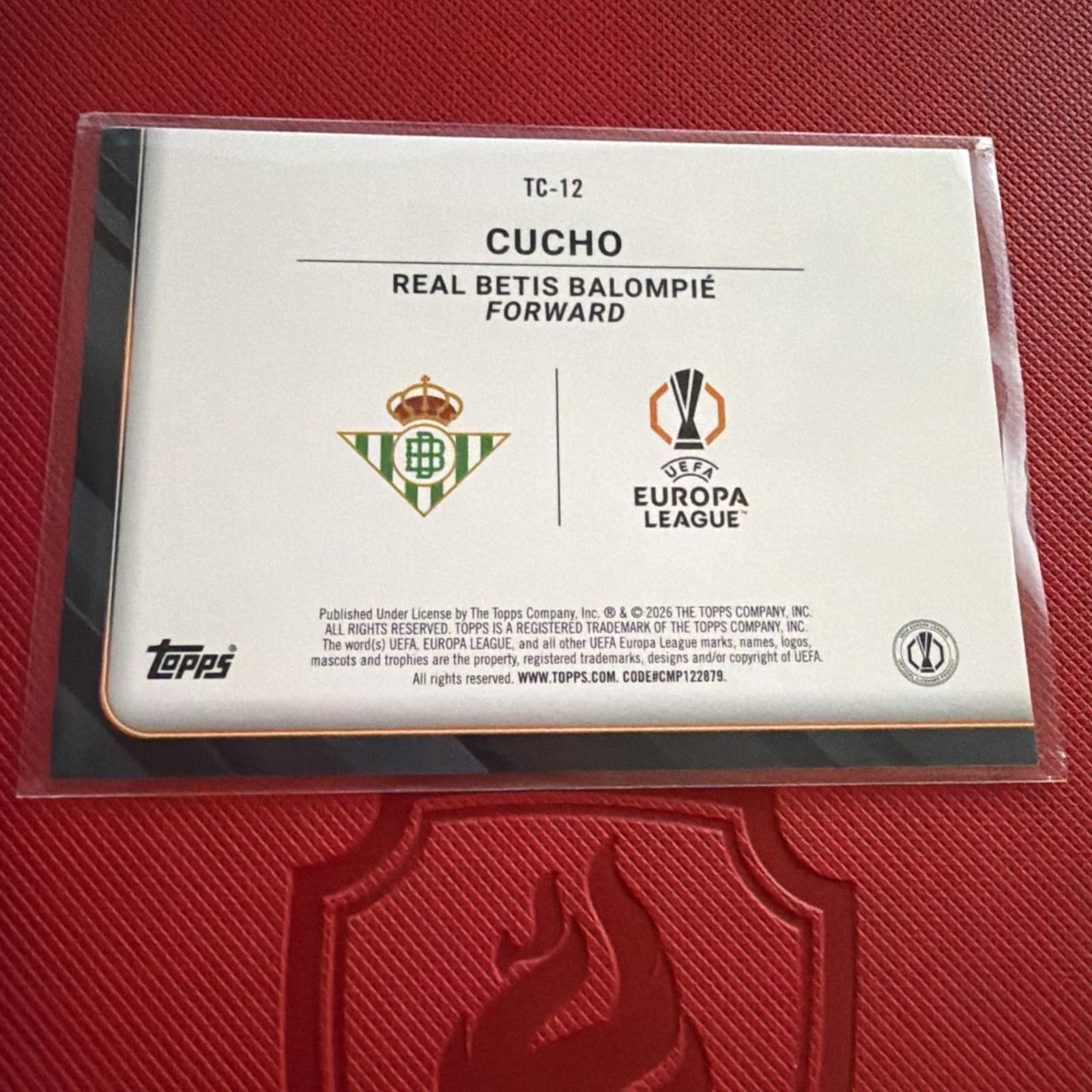 2025-26 Topps UEFA Club Competitions #TC-12 Cucho - Real Betis Trophy - Thumbnail 2