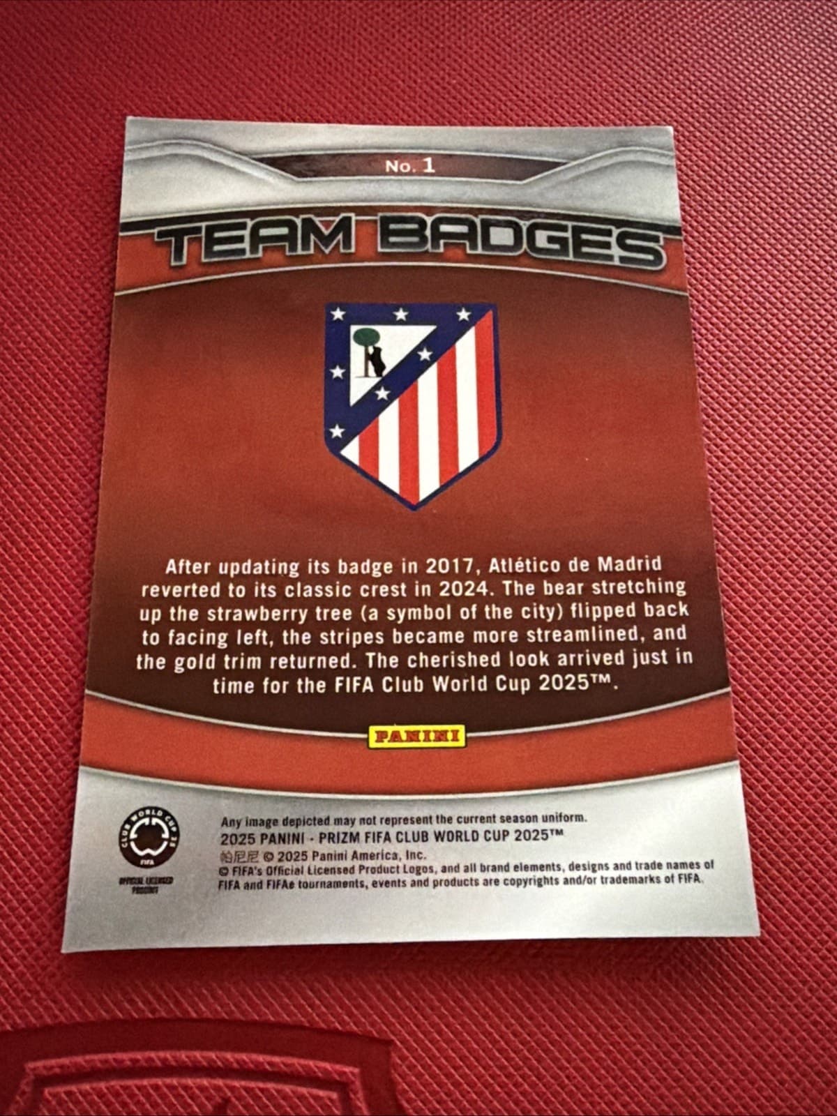 2025 Panini Prizm FIFA Club World Cup Atletico De Madrid Team Badges #1 - Thumbnail 3