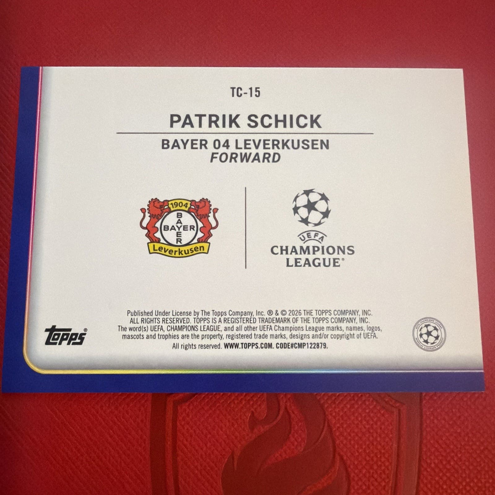 2025-26 Topps UEFA Club Competitions Trophy Chasers TC-15 Patrik Schick, Bayer 0 - Thumbnail 2
