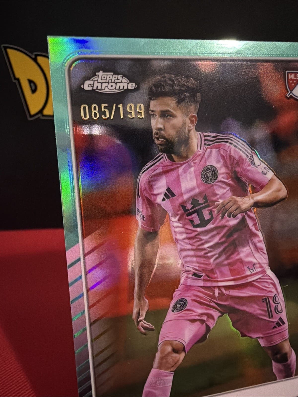 2025 Topps Chrome MLS Jordi Alba Aqua Refractor /199 Inter Miami FC - Thumbnail 3
