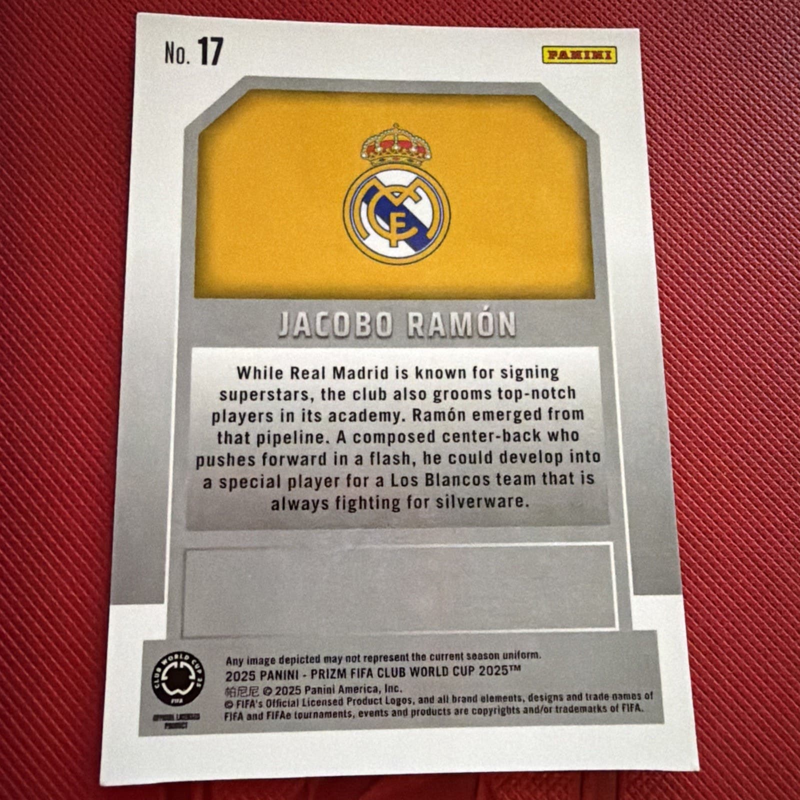 2025 FIFA Club World Cup New Era Jacobo Ramon Rookie Card Real Madrid #17 RC - Thumbnail 2