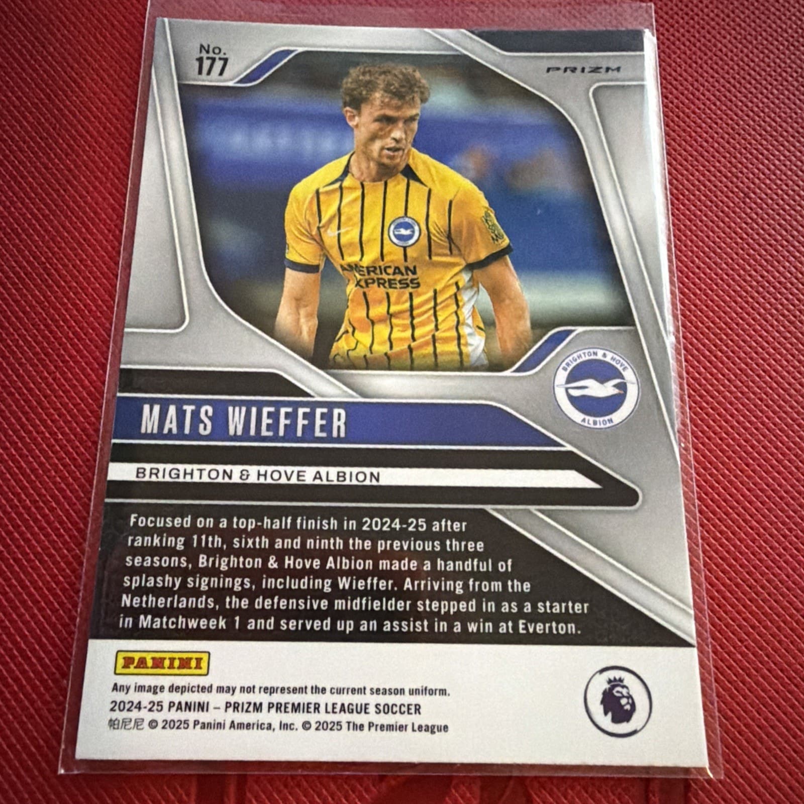 2024-25 Panini Prizm Premier League Mats Wieffer #177 Blue Prizm Rookie Card - Thumbnail 2