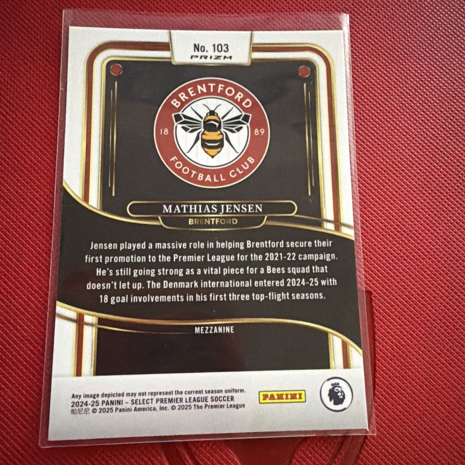 2024-25 Select Premier League Mezzanine #103 Mathias Jensen ICe Prizm - Thumbnail 2