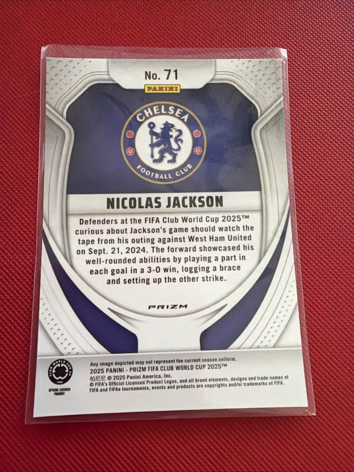 2025 Panini Prizm FIFA Club World Cup GLITTER #71 Nicolas Jackson, Chelsea FC - Thumbnail 3