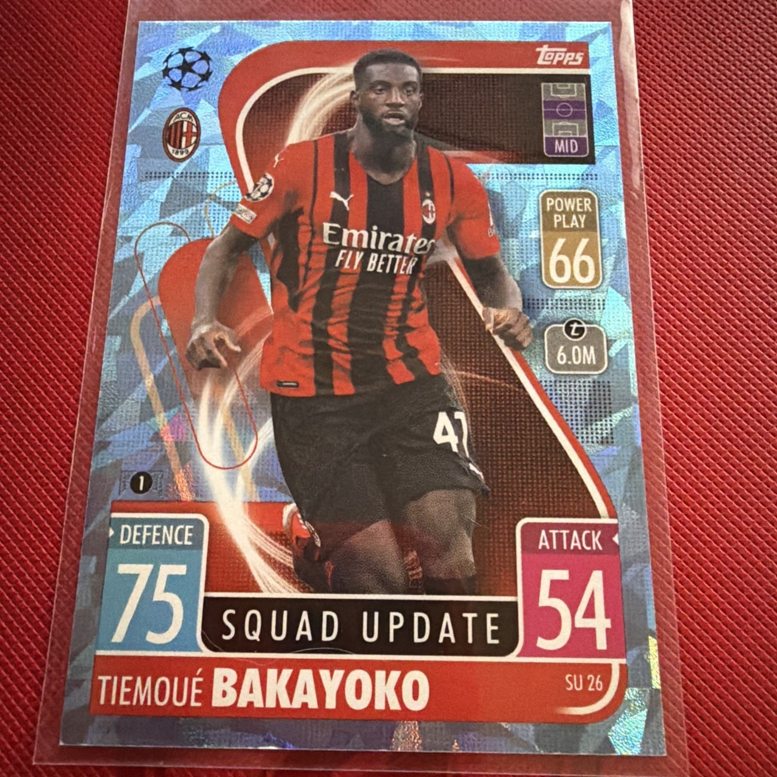 2021-22 Topps UEFA Match Attax Extra TIEMOUE BAKAYOKO Blue Crystal Foil #SU26 - Image 1