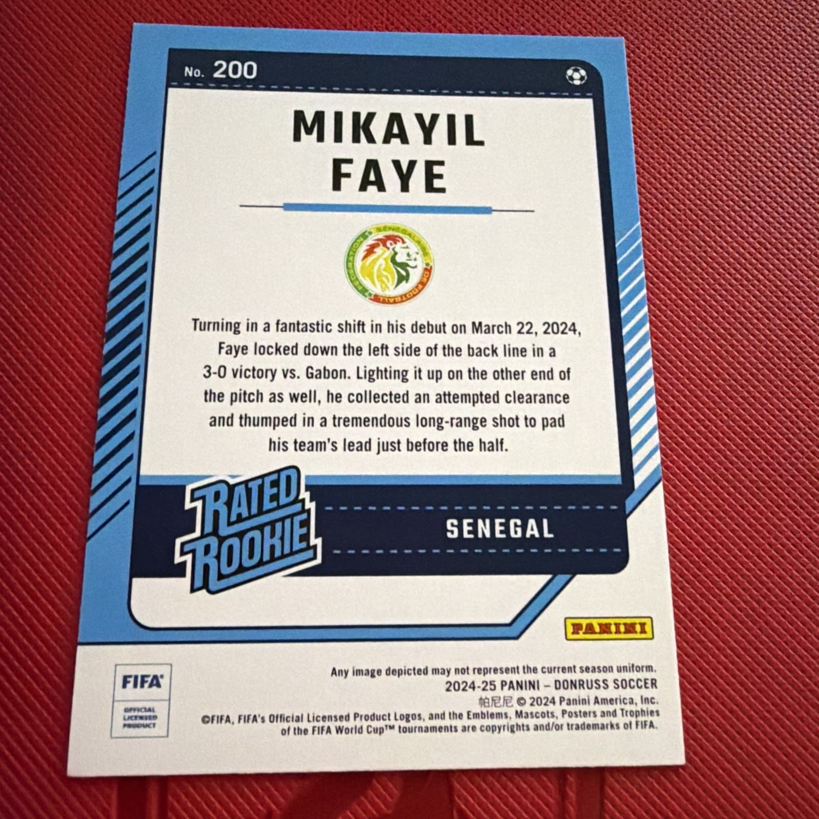 2024-25 Panini Donruss Fifa - Rated Rookie Mikayil Faye #200 - Thumbnail 2