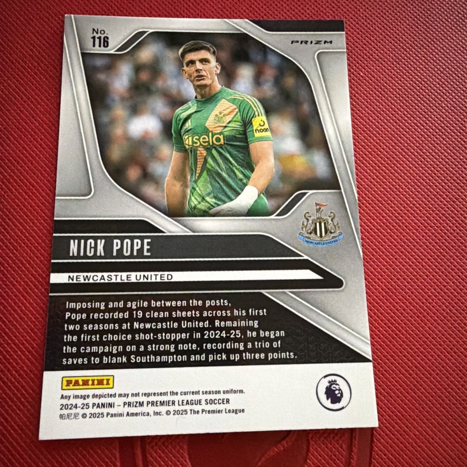 2024-25 Panini Prizm Premier League Blue Prizm Nick Pope #116 - Thumbnail 2
