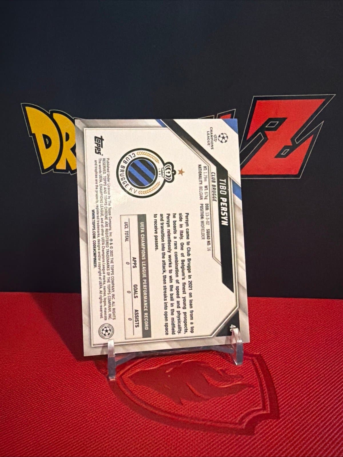 Tibo Persyn RC 2022 Topps Chrome UEFA Champions League Rookie Club Brugge #40 - Thumbnail 4