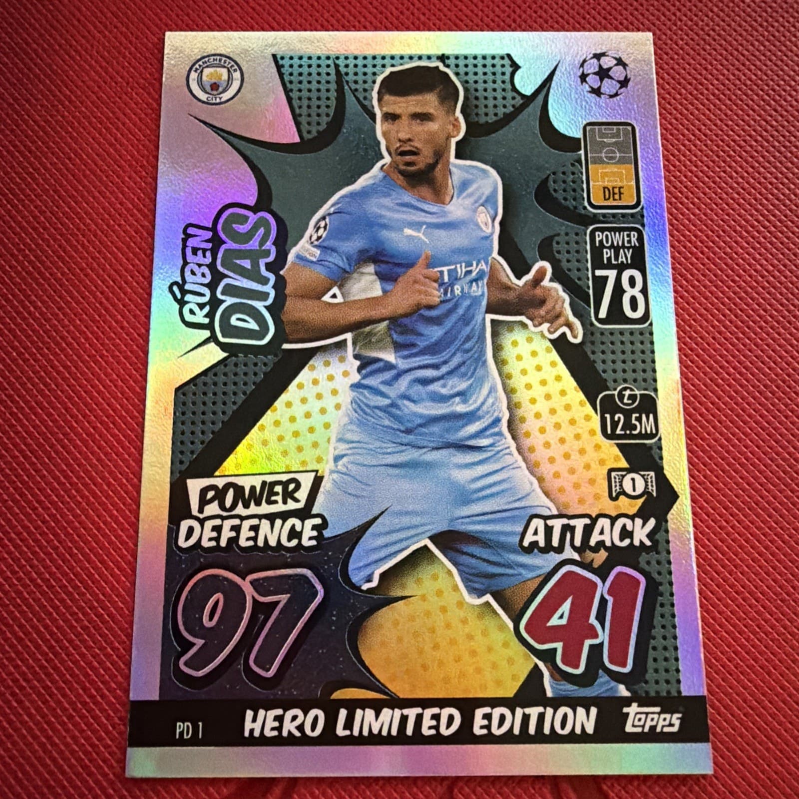 2021-22 Topps Match Attax Hero Limited Edition Ruben Dias Card# PD 1 - Image 1