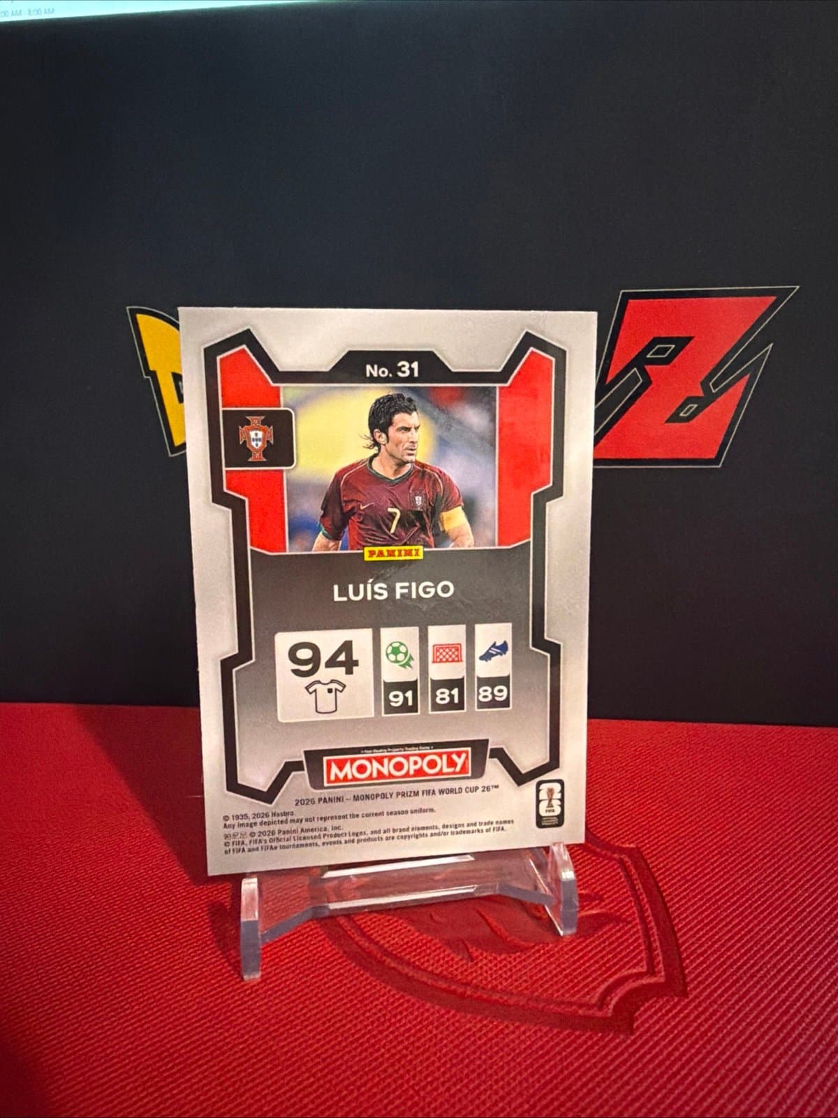 2026 Prizm Monopoly FIFA World Cup Soccer Luis Figo #31 Portugal base - Thumbnail 3