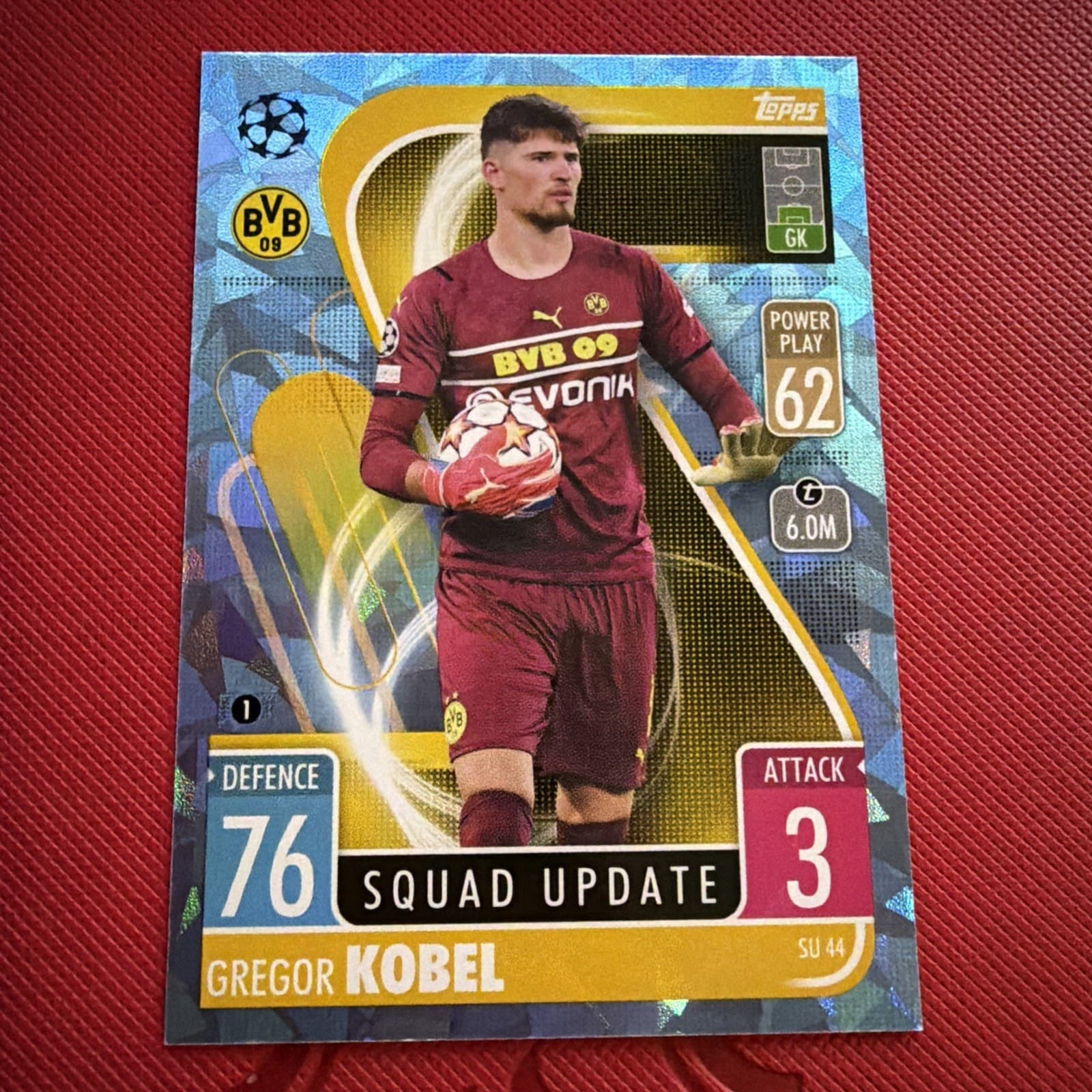 2021-22 Topps UEFA Match Attax Extra Gregor Kobel Blue Cracked Ice #SU 44 - Image 1