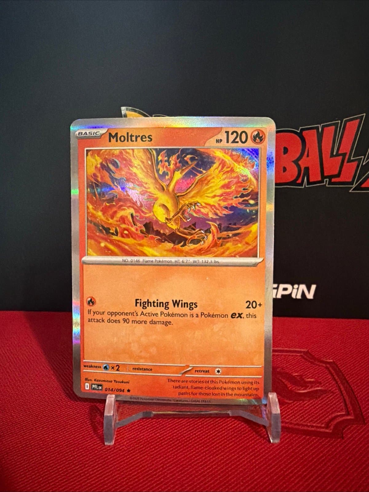 Pokémon Moltres Holo Rare 014/094 Me02: Phantasmal Flames 120 HP English - Image 1