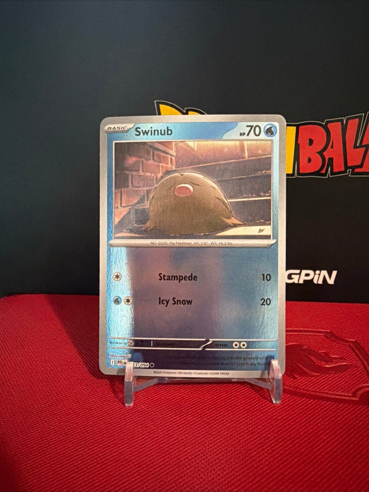 Swinub 023/094 PFL Reverse Holo 70HP Tackle 10 Icy Snow 20 Pokémon Card - Image 1