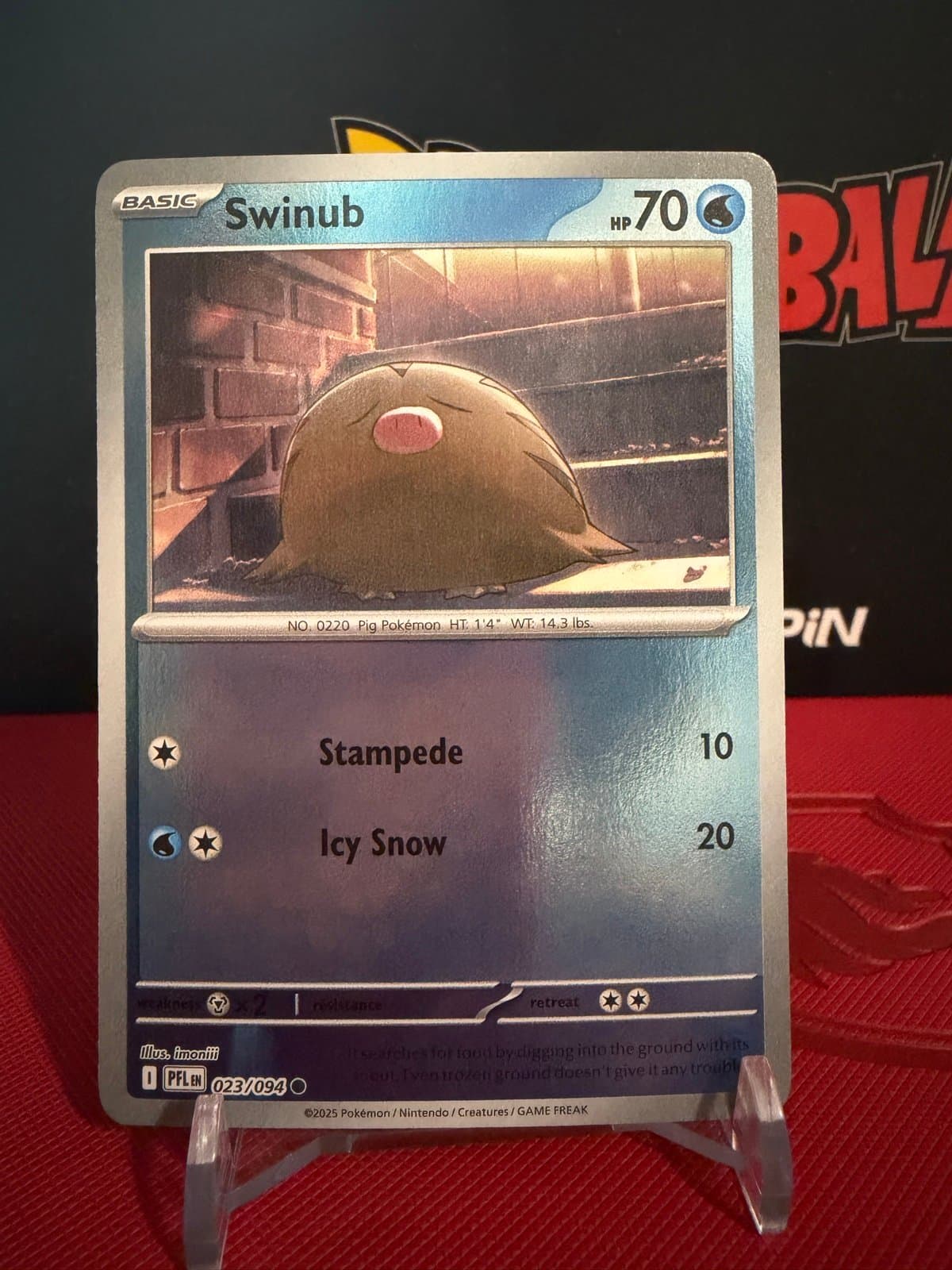 Swinub 023/094 PFL Reverse Holo 70HP Tackle 10 Icy Snow 20 Pokémon Card - Thumbnail 2