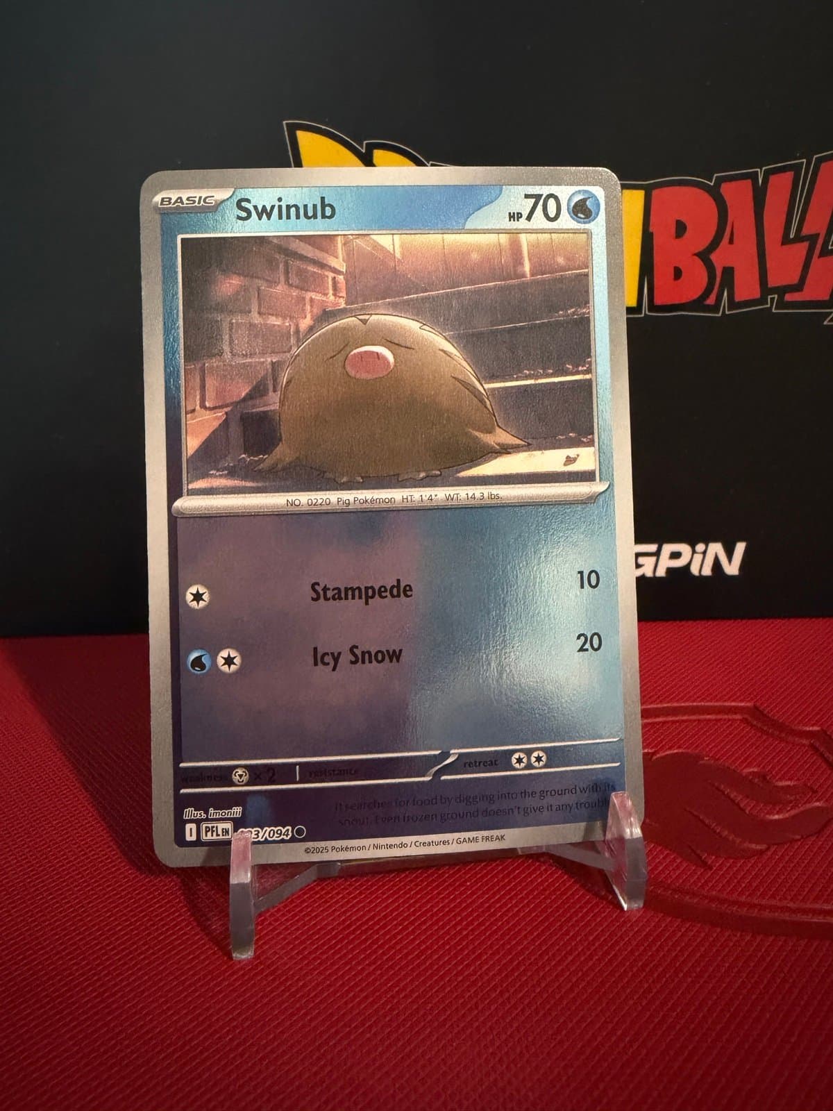 Swinub 023/094 PFL Reverse Holo 70HP Tackle 10 Icy Snow 20 Pokémon Card - Thumbnail 3
