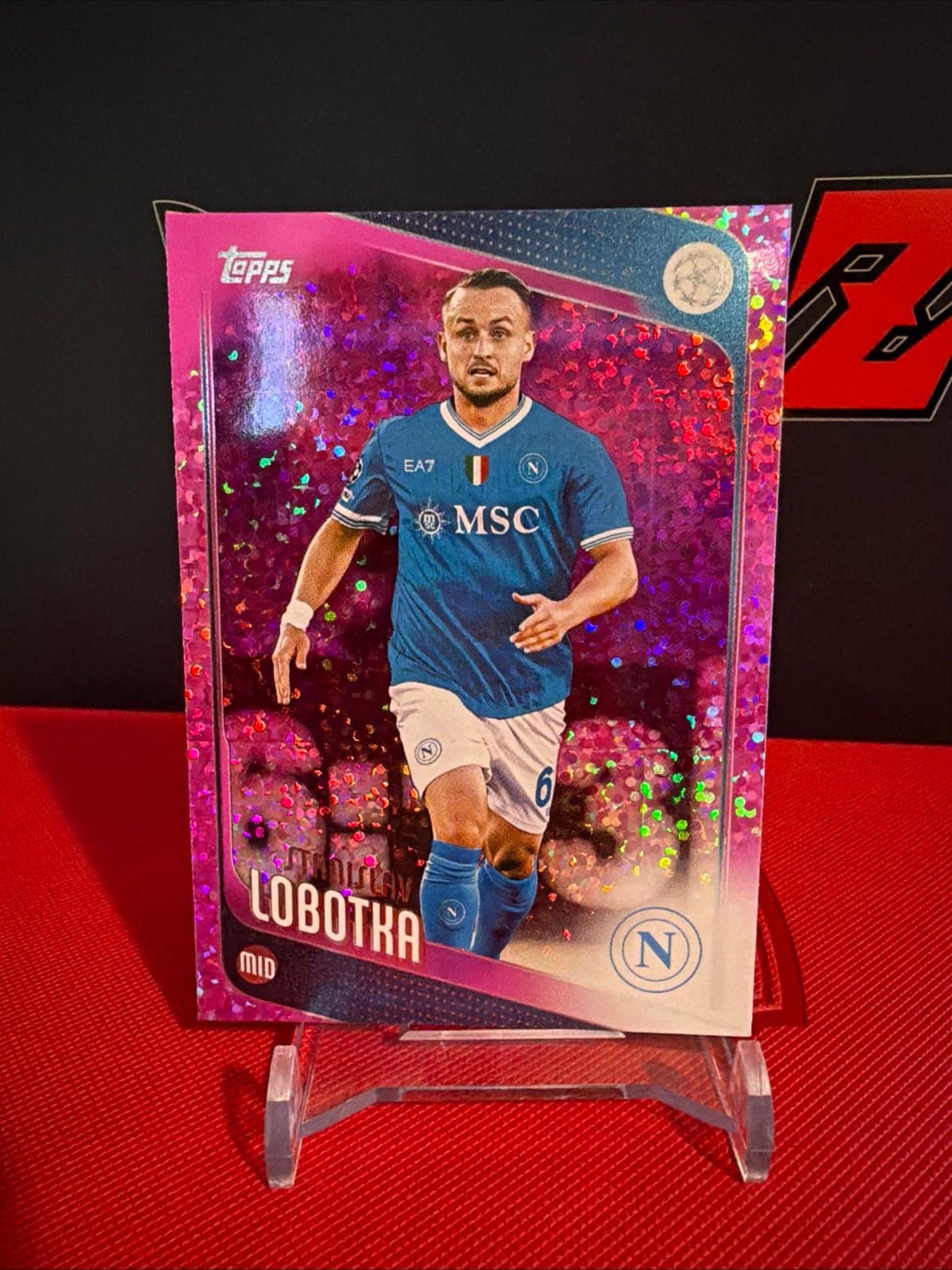 2025-26 Topps FLAGSHIP UEFA Club Competitions #11 Stanislav Lobotka Pink Speckle - Image 1