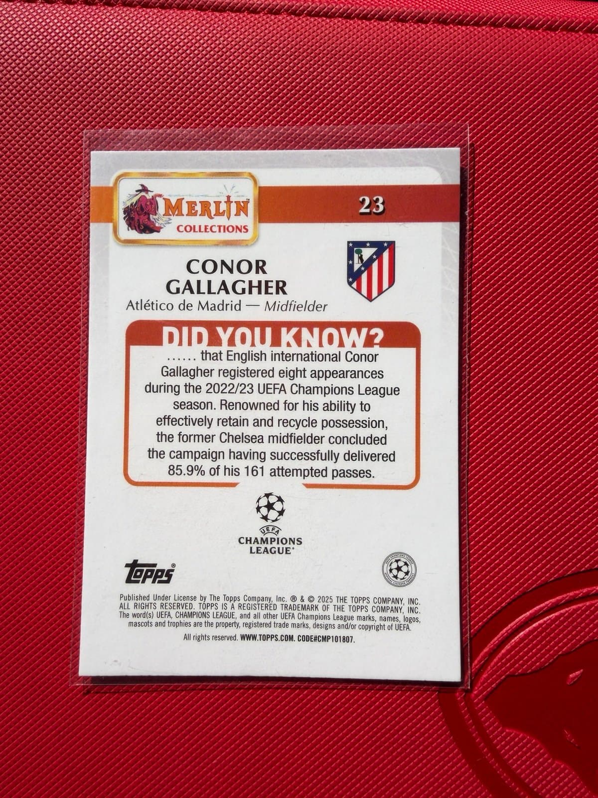 Topps Merlin Conor Gallagher UCL no.23 tiny diamonds - Thumbnail 2