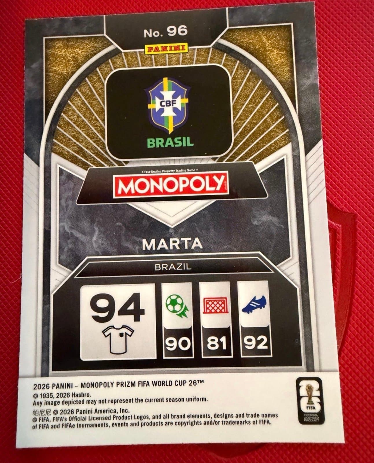 Marta 2026 Panini Prizm Monopoly FIFA World Cup #99 Insert Brazil - Thumbnail 2