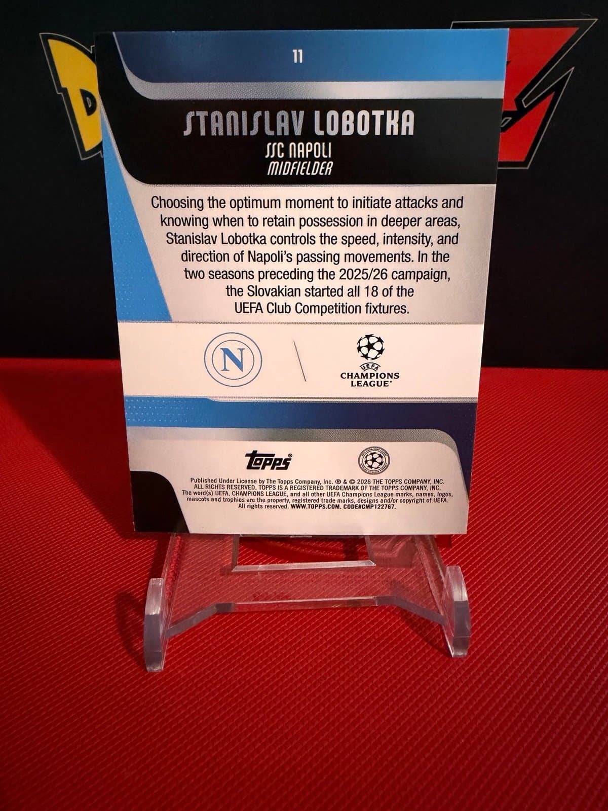 2025-26 Topps FLAGSHIP UEFA Club Competitions #11 Stanislav Lobotka Pink Speckle - Thumbnail 4