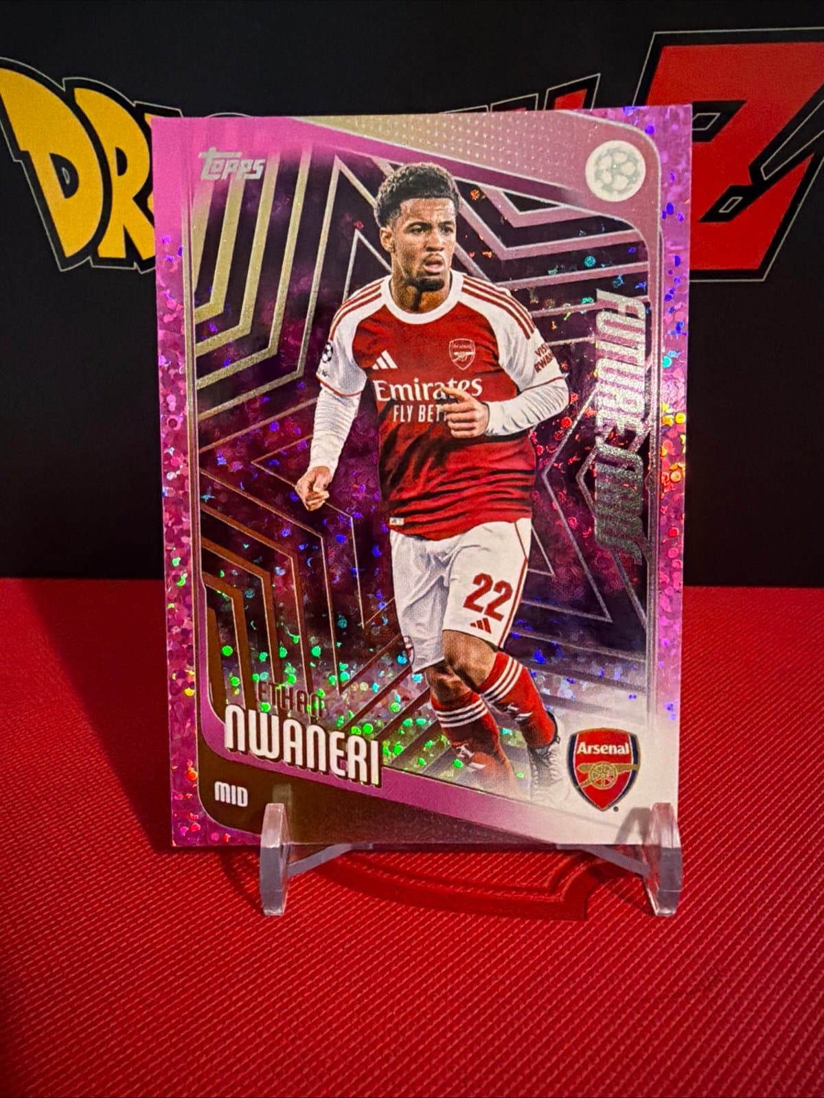 2025-26 Topps UEFA UCL Ethan Nwaneri Future Stars Purple Sparkle - Arsenal - Image 1