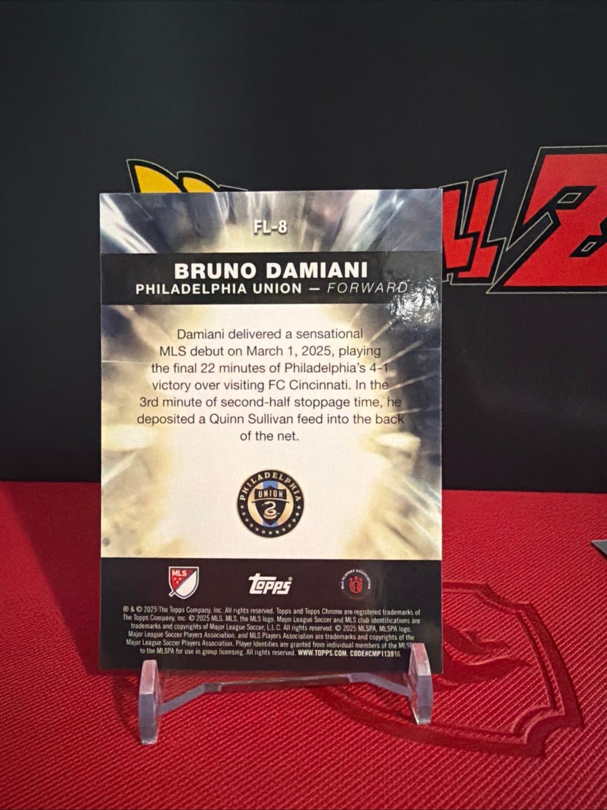 Bruno Damiani 2025 Topps Chrome MLS Fast Lane RC Philadelphia Union - Thumbnail 3