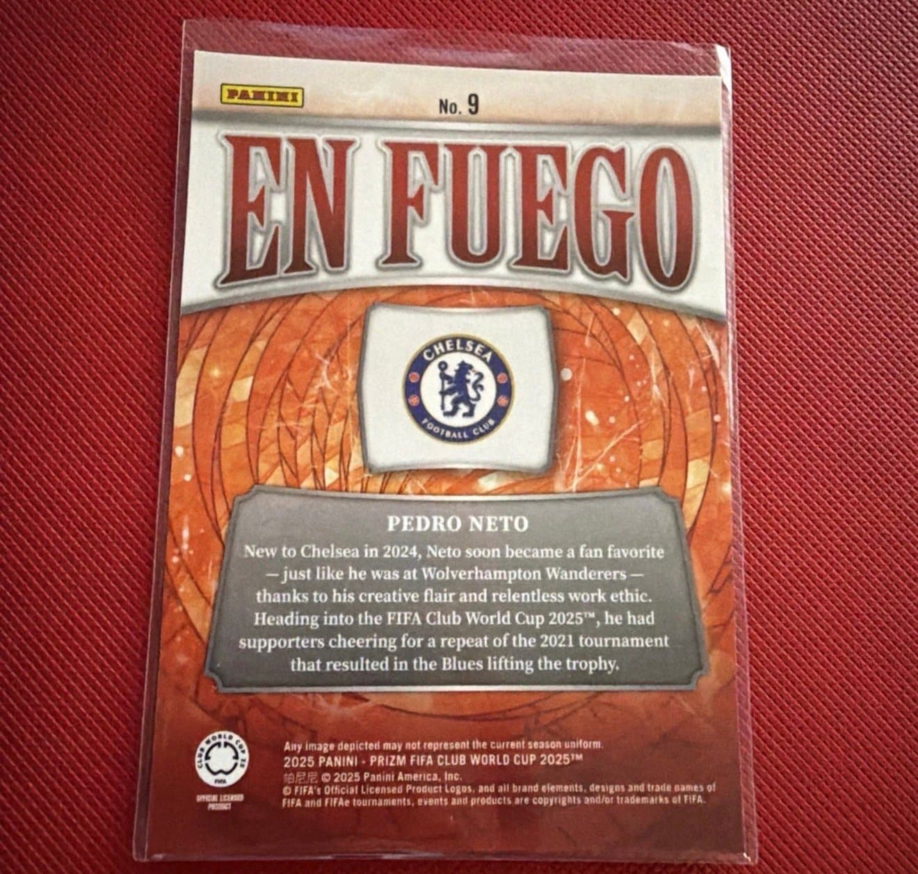 Panini Prizm Premier League 2024-25 Pedro Neto Chelsea #9 En Fuego - Thumbnail 2