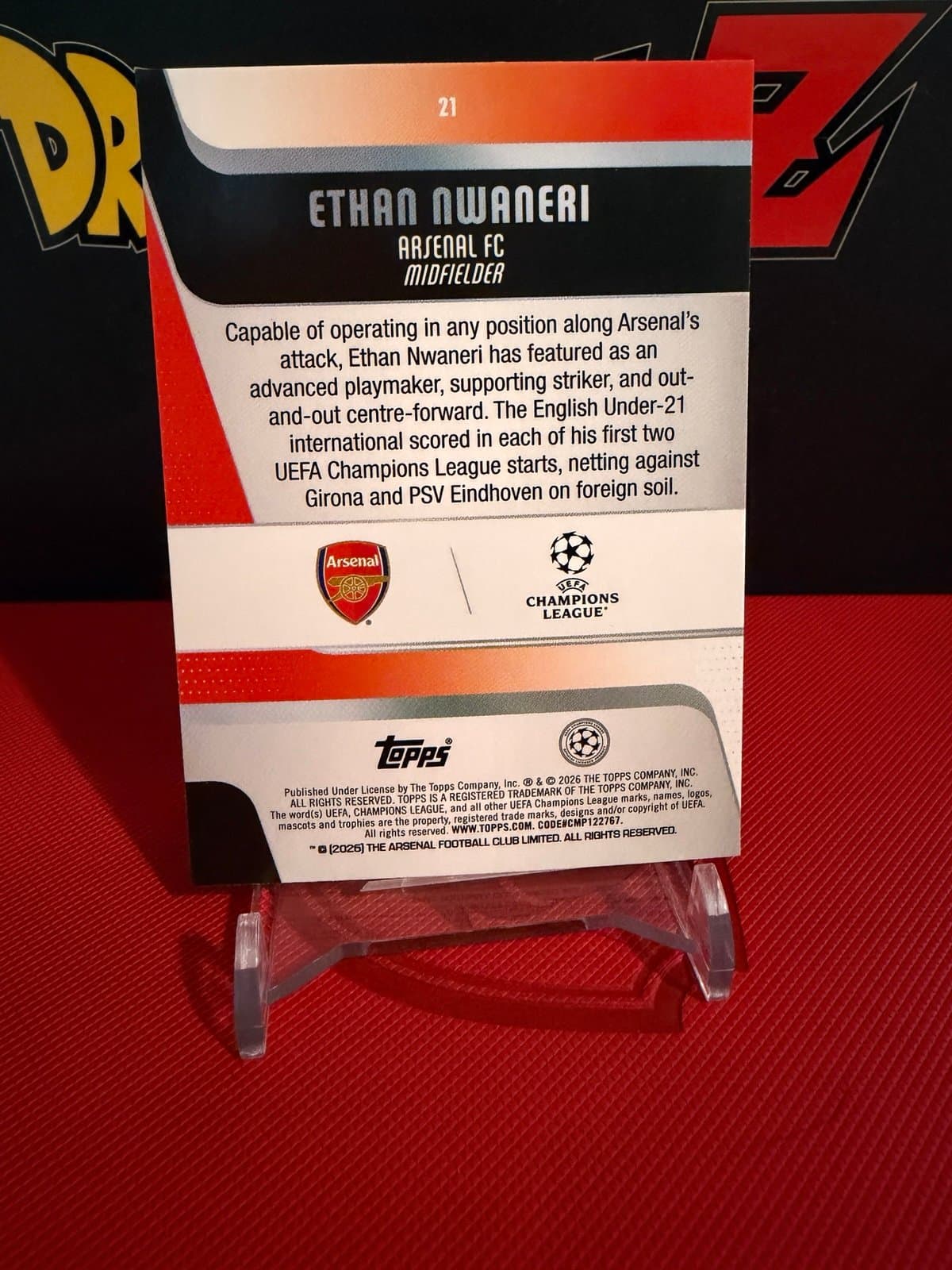 2025-26 Topps UEFA UCL Ethan Nwaneri Future Stars Purple Sparkle - Arsenal - Thumbnail 3